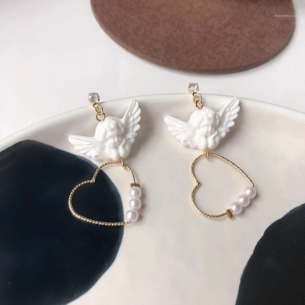 aensoa new harajuku cute cupid angel pendant drop earring gold metal punk heart shape pearl jewelry for cool women girl gift1, Silver
aensoa new harajuku cute cupid angel pendant drop earring gold metal punk heart shape pearl jewelry for cool women girl gift1, Silver