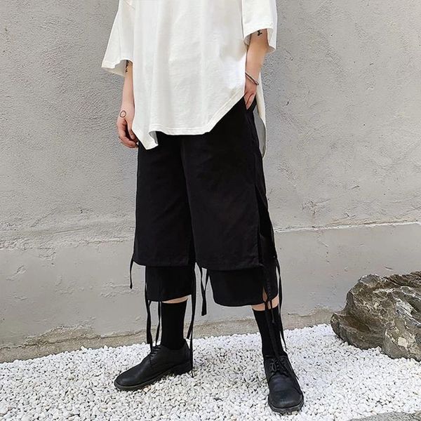 men's pants loose leg dark retro wide casual japanese shorts summer false two-piece design, Black
men's pants loose leg dark retro wide casual japanese shorts summer false two-piece design, Black