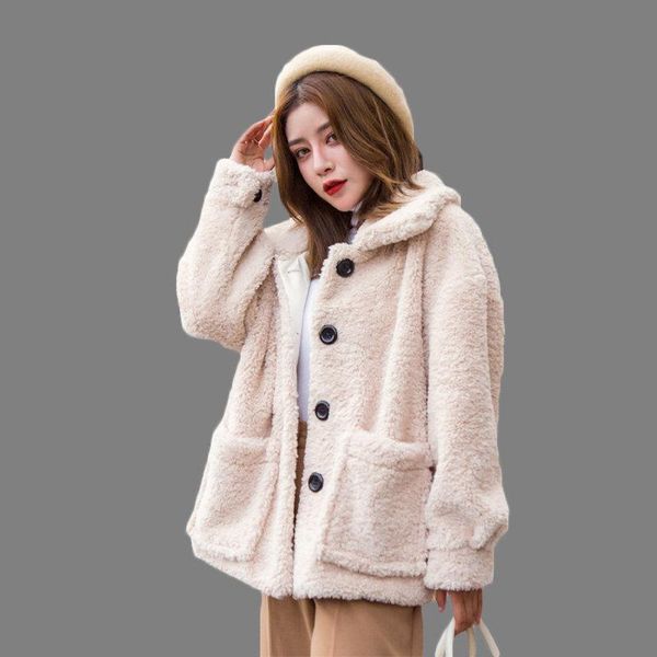 women's fur & faux sheep shearing short coat female 2021 autumn winter loose large size single breasted imitation jacket lq339, Black
women's fur & faux sheep shearing short coat female 2021 autumn winter loose large size single breasted imitation jacket lq339, Black