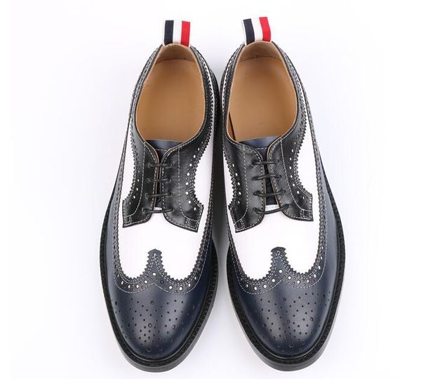 men's shoes carved brogues genuine leather lace up mix colour dark blue handmade vintage oxfords smart casual derby shoes, Black
men's shoes carved brogues genuine leather lace up mix colour dark blue handmade vintage oxfords smart casual derby shoes, Black