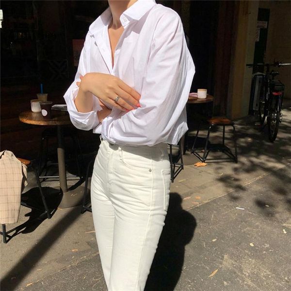 women's blouses & shirts yocalor 2021 women summer autumn fashionable single breasted casual vintage oversize office, White
women's blouses & shirts yocalor 2021 women summer autumn fashionable single breasted casual vintage oversize office, White