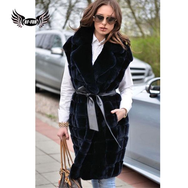 women's fur & faux whole skin rex long vest with belt women winter thick warm gilet natural coat real jacket, Black
women's fur & faux whole skin rex long vest with belt women winter thick warm gilet natural coat real jacket, Black