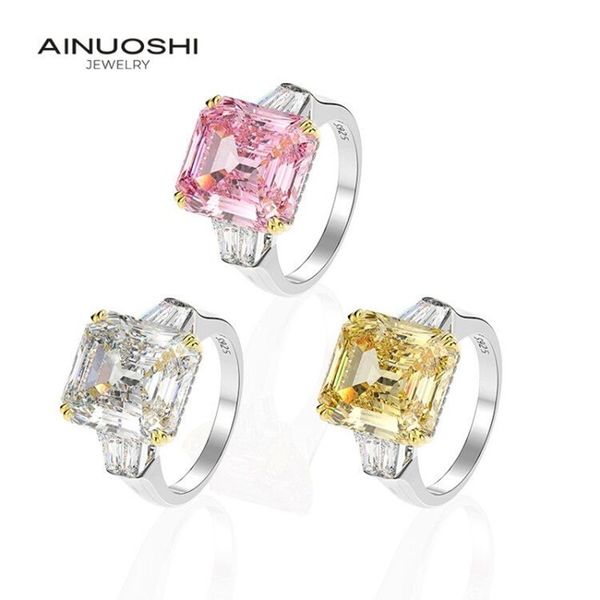 ainuoshi 925 sterling silver 9.0 carat big emeralded cut 3 stones halo engagement ring simulated diamond wedding silver jewelry y200107, Slivery;golden 
ainuoshi 925 sterling silver 9.0 carat big emeralded cut 3 stones halo engagement ring simulated diamond wedding silver jewelry y200107, Slivery;golden