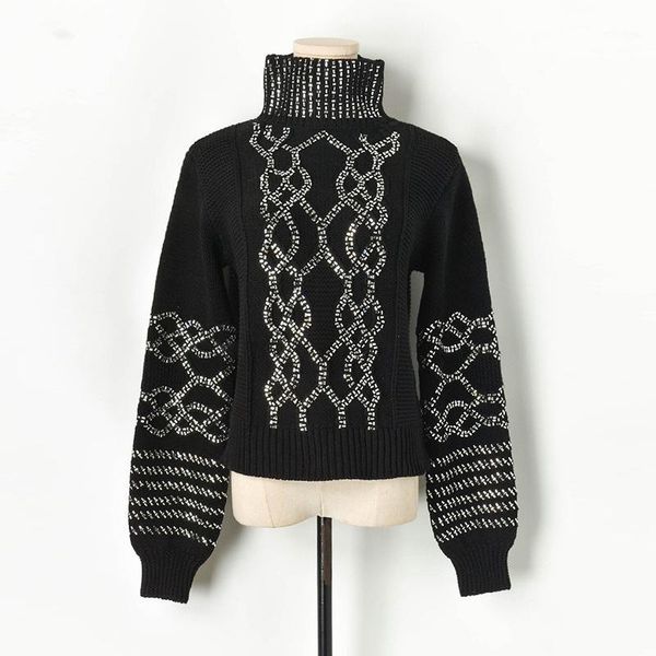 new 2019 autumn winter women thick sweaters turtle neck knitted pullover luxury diamonds striped sequins high street jumpers, White;black
new 2019 autumn winter women thick sweaters turtle neck knitted pullover luxury diamonds striped sequins high street jumpers, White;black