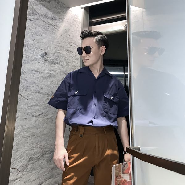 daio mens korean british short sleeve lapel wash cotton embroidered men's slim casual shirt
daio mens korean british short sleeve lapel wash cotton embroidered men's slim casual shirt
