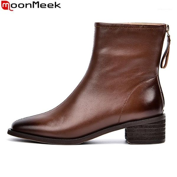boots moonmeek 2021 arrival fashion women genuine leather med heels square toe autumn winter ankle1, Black
boots moonmeek 2021 arrival fashion women genuine leather med heels square toe autumn winter ankle1, Black