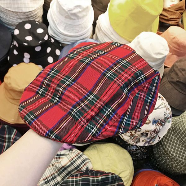 contrast plaid artist british women's spring and autumn versatile art flat color matching cotton duck tongue hat, Blue;gray
contrast plaid artist british women's spring and autumn versatile art flat color matching cotton duck tongue hat, Blue;gray