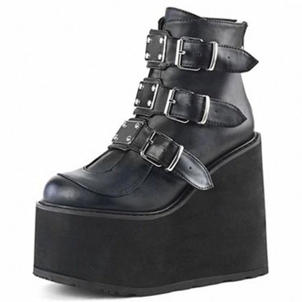 brand high platform ankle boots women 2020 fashion pvc strap decorating high wedges shoes womens platform heels boots gothic #sd89, Black
brand high platform ankle boots women 2020 fashion pvc strap decorating high wedges shoes womens platform heels boots gothic #sd89, Black