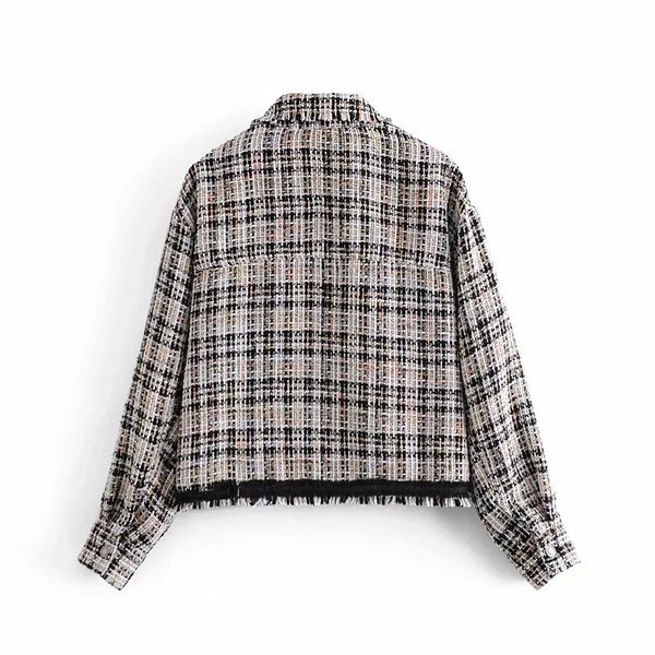 new tweed checked woman 2021 spring vintage pockets long sleeve plaid short female jacket with buttons outerwear 5rz5, Black;brown
new tweed checked woman 2021 spring vintage pockets long sleeve plaid short female jacket with buttons outerwear 5rz5, Black;brown