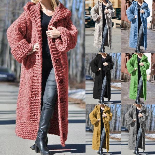 women's wool & blends oversize winter women extended long hooded solid color sweater coat sleeve single-breasted cardigan chunky knitte, Black
women's wool & blends oversize winter women extended long hooded solid color sweater coat sleeve single-breasted cardigan chunky knitte, Black