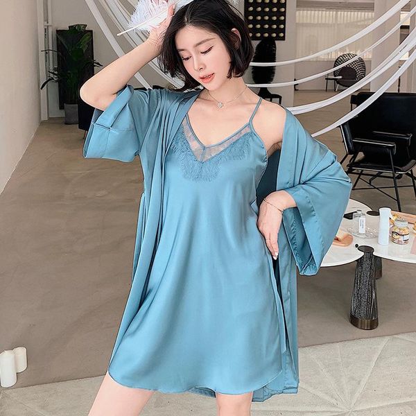 women's sleepwear women spring and autumn suspender skirt nightgown two-piece suit mid-length ice silk pajamas bathrobe sleepshirts, Black;red
women's sleepwear women spring and autumn suspender skirt nightgown two-piece suit mid-length ice silk pajamas bathrobe sleepshirts, Black;red