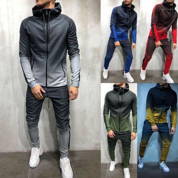 running sets gradient tracksuits two pieces men sportswear zipper hooded coats drawstring joggers pants outfit for spring fall m-3xl1, Black;blue
running sets gradient tracksuits two pieces men sportswear zipper hooded coats drawstring joggers pants outfit for spring fall m-3xl1, Black;blue