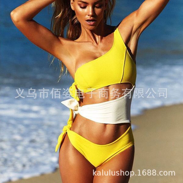 2021 new swimsuit yellow white knot one piece swimsuit bikini kim kardashian high cut ladies, White;black
2021 new swimsuit yellow white knot one piece swimsuit bikini kim kardashian high cut ladies, White;black