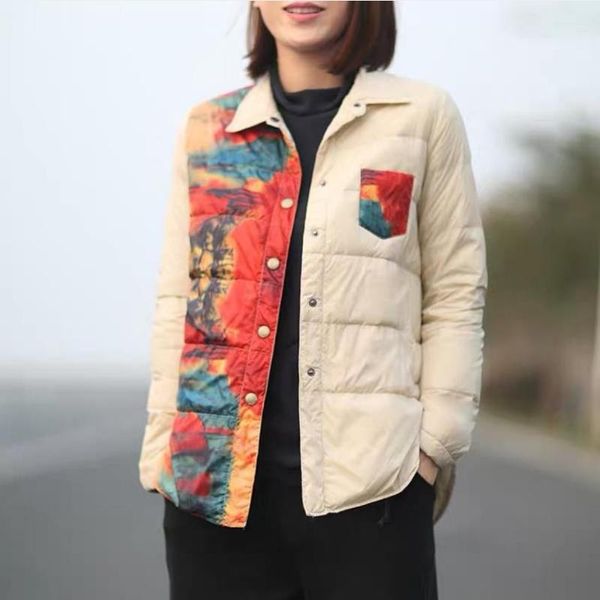autumn retro style white duck down coat female light style printed warm down coats soft fluffy jacket parkas f335, Black
autumn retro style white duck down coat female light style printed warm down coats soft fluffy jacket parkas f335, Black