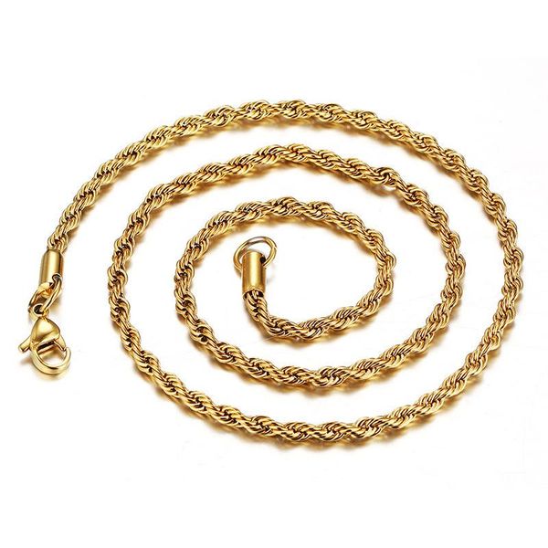 fashion twisted rope link chains 3/5mm gold color stainless steel necklace for men women hip hop chain jewelry gifts, Silver
fashion twisted rope link chains 3/5mm gold color stainless steel necklace for men women hip hop chain jewelry gifts, Silver