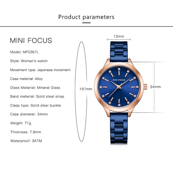 minifocus women's watches quartz watch lady stainless steel woman wristwatch ladies watches brand luxury relogio feminino, Silver
minifocus women's watches quartz watch lady stainless steel woman wristwatch ladies watches brand luxury relogio feminino, Silver