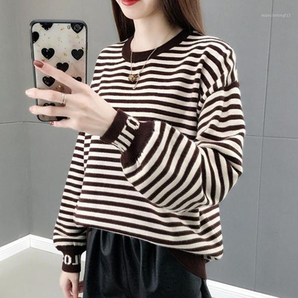 women's sweaters 2021 autumn winter knitting sweater fashion loose stripes female knitted pullover basic casual shirts1, White;black
women's sweaters 2021 autumn winter knitting sweater fashion loose stripes female knitted pullover basic casual shirts1, White;black