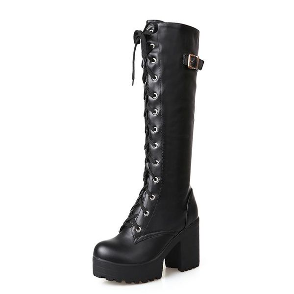 2020 spring autumn lacing knee high boots women fashion white square heel woman leather shoes winter pu large size 43, Black
2020 spring autumn lacing knee high boots women fashion white square heel woman leather shoes winter pu large size 43, Black