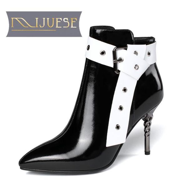 mljuese 2021 women ankle boots cow leather winter short plush pointed toe metal decoration super high heels female boots size 39, Black
mljuese 2021 women ankle boots cow leather winter short plush pointed toe metal decoration super high heels female boots size 39, Black