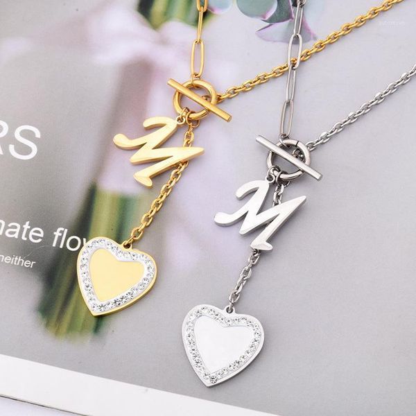 fashion word buckle medium and long necklace titanium steel m letter tassel love pendant sweater chain, Silver
fashion word buckle medium and long necklace titanium steel m letter tassel love pendant sweater chain, Silver