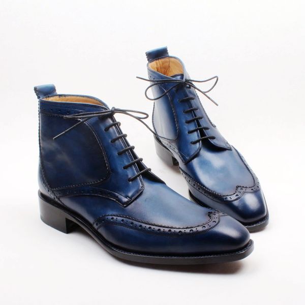 men's boots custom handmade shoes toe lace-up hand-painted breathable color blue fashion boots, Black
men's boots custom handmade shoes toe lace-up hand-painted breathable color blue fashion boots, Black