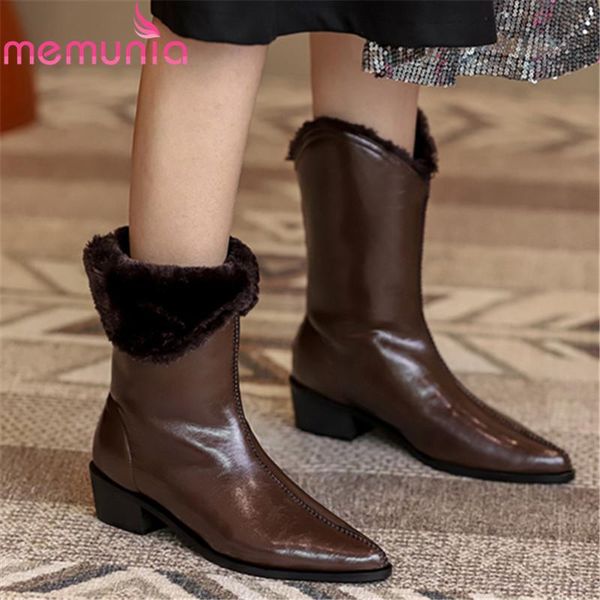 memunia 2021 genuine leather snow boots women winter western boots pointed toe thick heel casual shoes women ankle, Black
memunia 2021 genuine leather snow boots women winter western boots pointed toe thick heel casual shoes women ankle, Black