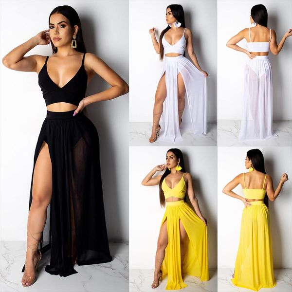 women two piece set summer deep v crop party beach mesh dress split skirt blouses maxi skirt plus size, Gray
women two piece set summer deep v crop party beach mesh dress split skirt blouses maxi skirt plus size, Gray