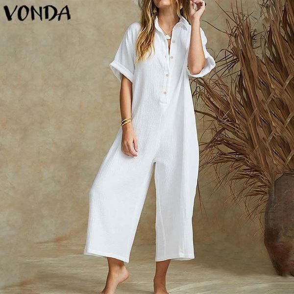 women's jumpsuits & rompers vonda 2021 summer fashion overalls for women short sleeve long wide leg pants plus size casual loose pantal, Black;white
women's jumpsuits & rompers vonda 2021 summer fashion overalls for women short sleeve long wide leg pants plus size casual loose pantal, Black;white