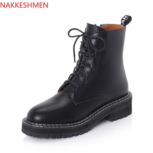 nakkeshmen-2020 autumn new lace-up british style side pull casual short women's boots 1026, Black
nakkeshmen-2020 autumn new lace-up british style side pull casual short women's boots 1026, Black