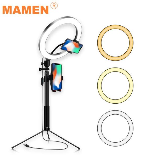 mamen 3200-5600k selfie ring light 3 color studio video light with tripod handheld stick for pgraphy youtube beauty lighting
mamen 3200-5600k selfie ring light 3 color studio video light with tripod handheld stick for pgraphy youtube beauty lighting