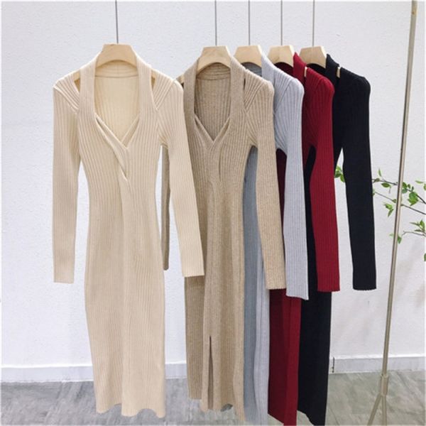 2021 new autumn and winter new style v-neck twist knot cross-slim slimming strapless slit over the knee long knitted dress women g0db, Black;gray
2021 new autumn and winter new style v-neck twist knot cross-slim slimming strapless slit over the knee long knitted dress women g0db, Black;gray