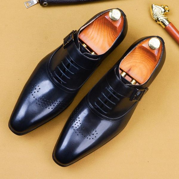 summer style genuine leather man formal dress party monk shoes pointed toe laces men's breathable office oxfords for male as336, Black
summer style genuine leather man formal dress party monk shoes pointed toe laces men's breathable office oxfords for male as336, Black