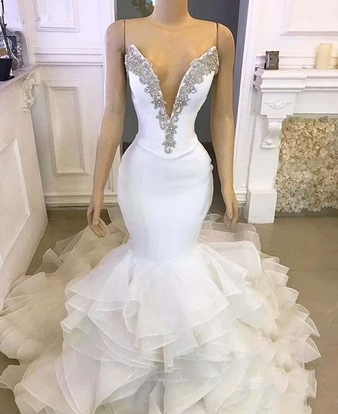 arabic dubai mermaid wedding dresses 2022 sweetheart crystals organza ruffles bridal gowns long lace up back robe de mariée vestidos noiva, White
arabic dubai mermaid wedding dresses 2022 sweetheart crystals organza ruffles bridal gowns long lace up back robe de mariée vestidos noiva, White