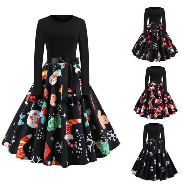 casual dresses winter vintage dress women long sleeve print christmas plus size black elegant swing party, Black;gray
casual dresses winter vintage dress women long sleeve print christmas plus size black elegant swing party, Black;gray