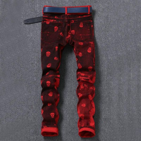 skull printed jeans for men casual slim straight designer red pants mens brand printing trousers hombre, Blue
skull printed jeans for men casual slim straight designer red pants mens brand printing trousers hombre, Blue