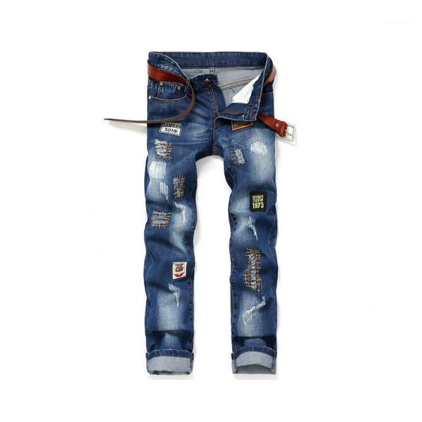 men's jeans stylish trendy badges decorated with high-end brand men hole-striped cloth european american straight-type trousers1, Blue
men's jeans stylish trendy badges decorated with high-end brand men hole-striped cloth european american straight-type trousers1, Blue