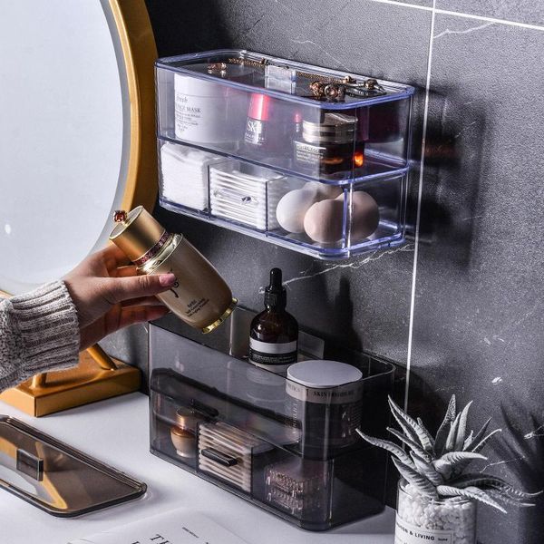 plastic two-layer makeup organizer wall mounted cosmetic storage box drawers beauty blender cotton pads swab nail polish holder1
plastic two-layer makeup organizer wall mounted cosmetic storage box drawers beauty blender cotton pads swab nail polish holder1
