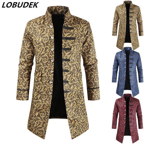 european style drama stage costume men british court trench coat red blue yellow vintage pattern long coat punk casual overcoat1, Tan;black
european style drama stage costume men british court trench coat red blue yellow vintage pattern long coat punk casual overcoat1, Tan;black