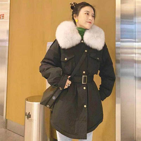 women's down & parkas 2021 winter style jacket medium and long thickened large wool collar female coat waist thin fashion lady clothes1, Black
women's down & parkas 2021 winter style jacket medium and long thickened large wool collar female coat waist thin fashion lady clothes1, Black