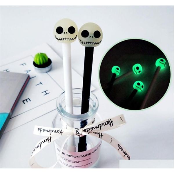 1pcs novelty noctilucent skull gel pens 0.5mm black ink writing pen school office supply stationery halloween gift hptam
1pcs novelty noctilucent skull gel pens 0.5mm black ink writing pen school office supply stationery halloween gift hptam