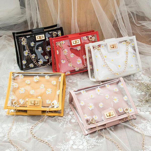 2020 fashion women bag transparent daisy pattern shoulder bag chain strap color block messenger crossbody
2020 fashion women bag transparent daisy pattern shoulder bag chain strap color block messenger crossbody