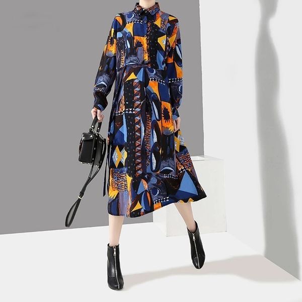 2021 new spring autumn lapel long sleeve blue pattern prited loose large size pocket dress women fashion tide j, White
2021 new spring autumn lapel long sleeve blue pattern prited loose large size pocket dress women fashion tide j, White