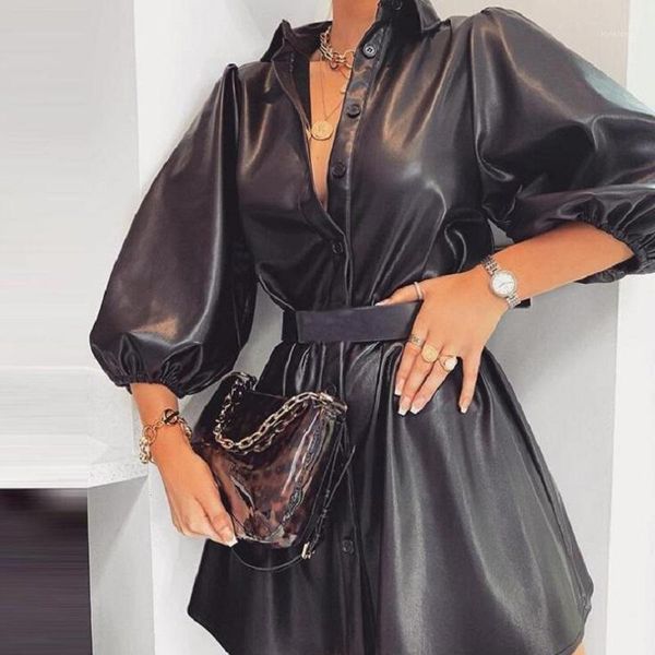 cool fashion black bright pu leather lady dress high street new style turn-down collar puff sleeve a-line short dress1, Black;gray
cool fashion black bright pu leather lady dress high street new style turn-down collar puff sleeve a-line short dress1, Black;gray