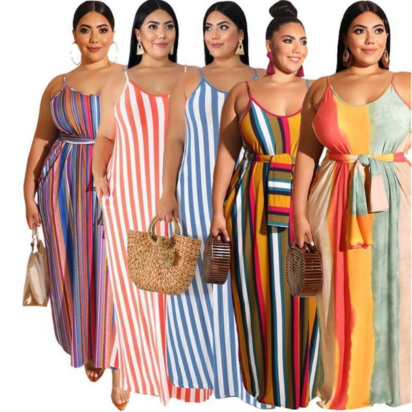 plus size xl-5xl summer women fashion striped print sashes long maxi dress spaghetti strap loose beach casual dresses vestidos1, Black;gray
plus size xl-5xl summer women fashion striped print sashes long maxi dress spaghetti strap loose beach casual dresses vestidos1, Black;gray