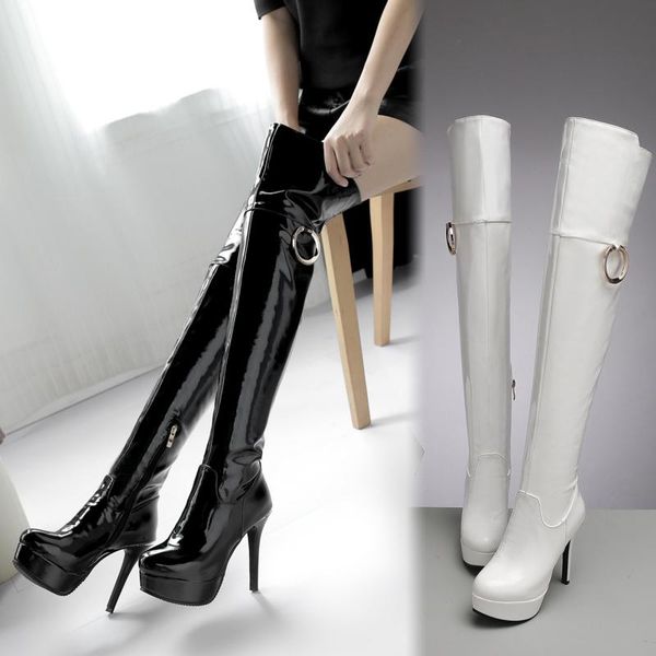 boots women over-the-knee patent leather metal decoration high heels european and american thigh platform, Black
boots women over-the-knee patent leather metal decoration high heels european and american thigh platform, Black