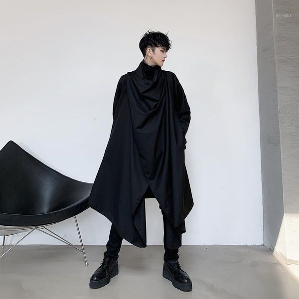 fashion men cloak punk style solid long sleeve irregular cape cotton outwear japanese style men trench coat1, Tan;black
fashion men cloak punk style solid long sleeve irregular cape cotton outwear japanese style men trench coat1, Tan;black