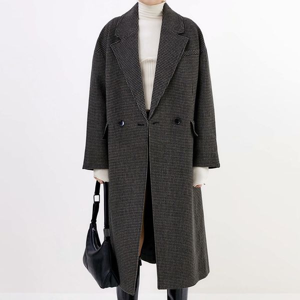 2021 new women plaid single breasted streetwear coat vintage long sleeve pockets female outerwear chic overcoat p0gr, Black
2021 new women plaid single breasted streetwear coat vintage long sleeve pockets female outerwear chic overcoat p0gr, Black