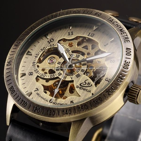 new vintage bronze men wristwatch skeleton leather strap antique steampunk casual automatic mechanical watches relogio masculino, Slivery;brown
new vintage bronze men wristwatch skeleton leather strap antique steampunk casual automatic mechanical watches relogio masculino, Slivery;brown