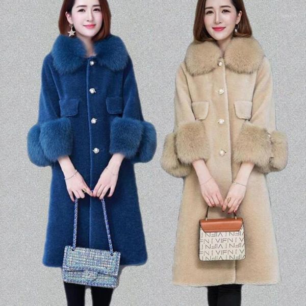 women's fur & faux imitation sheep shearing particles collar mid-length female plus size jacket korean fashion thick warm long jacket1, Black
women's fur & faux imitation sheep shearing particles collar mid-length female plus size jacket korean fashion thick warm long jacket1, Black