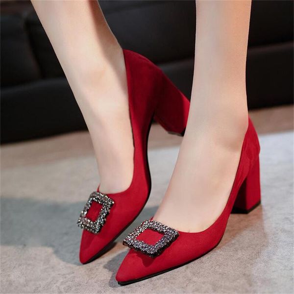 dress shoes women pumps high heels lady suede leather crystal square buckle thick with autumn pointed single wedding female sandals, Black
dress shoes women pumps high heels lady suede leather crystal square buckle thick with autumn pointed single wedding female sandals, Black